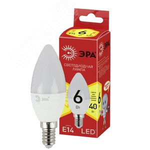 Изображение товара Лампа светодиодная LED 6 Вт 480Лм 2700К свеча теплый E14 220-240В LED B35-6W-827-E14 Red Line (шт)