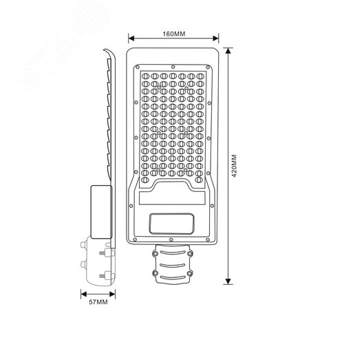 Светильник уличный светодиодный ДКУ 100Вт 5000K 12000Лм IP65 консольный полный раструб SPP-502-0-50K-100 - фото 7