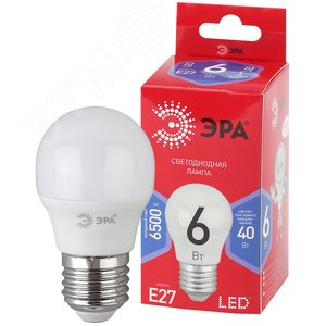 Лампа светодиодная LED 6 Вт 480Лм 6500К шар холодный E27 220-240В LED P45-6W-865-E27 Red Line - фото 1