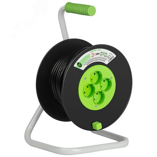Изображение товара Удлинитель силовой на катушке пластик 4 розетки без заземления 30м ПВС 2x1.5мм2 GREEN LINE KAT-2x1.5-30m Greenline (шт)