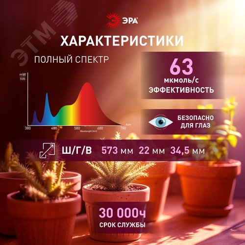Светильник для растений фитолампа светодиодная линейная FITO-18W-Ra90 полного спектра 18 Вт - фото 13