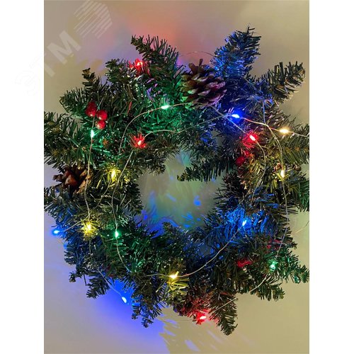 ENIN-2M Гирлянда LED Нить 2 м мультиколор, АА, IP20 (120/4800) - фото 7