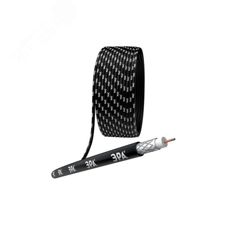 Изображение товара Кабель коаксиальный RG-6U 75 Ом CCS, оплётка Al 64% PE чёрный 100м ЭРА SIMPLE RL-64-PE100 (м)