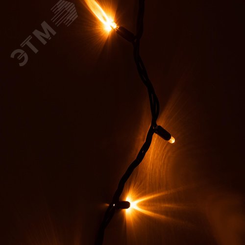 Гирлянда 100LED Нить 10 м, желтый свет, черный каучук, 220 В, IP65 ERAPS-NZ2 - фото 4