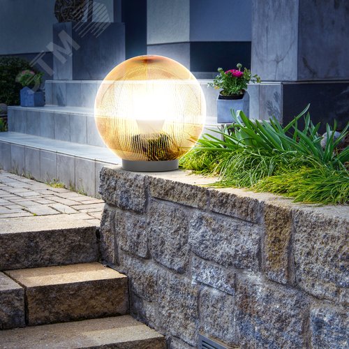 Светильник на опору/кронштейн НТУ 02-60-203 шар золотистый призма IP44 Е27 max60Вт d200mm - фото 10