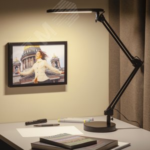 Светильник настольный светодиодный на струбцине и с основанием черный NLED-440-7W-BK - фото 3