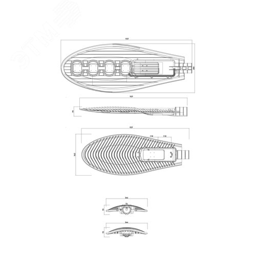 Светильник уличный светодиодный ДКУ 200Вт 5000К 30000Лм КСС Ш-aб IC-COB 48-60мм SPP-5-200-5K-W - фото 6