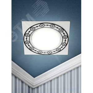 Светильник под лампу Gx53 квадратный,220V,13W,белый/черный KL78 WH/BK - фото 2