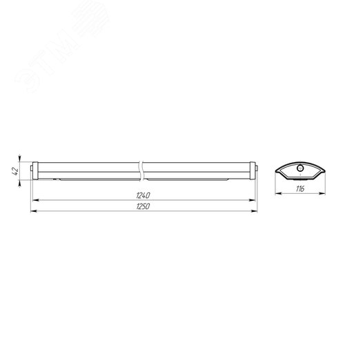Светильник под 2хТ8 лампы с рассеивателем 1,2 м патрон G13 ДПО 11-2х18-001 (2/120) - фото 8