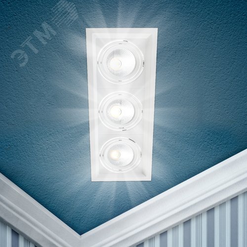 Светильник карданный встраиваемый SKD-13-36-40K-W09 3х9Вт 4000K 2430Лм 320х130х100 - фото 7