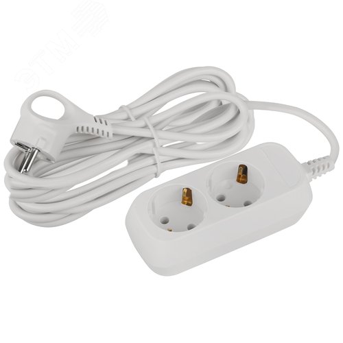 Изображение товара Удлинитель электрический 2 розетки с заземлением 5м ПВС 3x0.75мм2 UDL-10-250-E Greenline (шт)