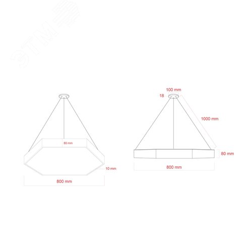 Светильник LED Geometria Hexagon SPO-122-B-40K-066 66Вт 4000К800х800х80 черный подвесной драйвер внутри - фото 2