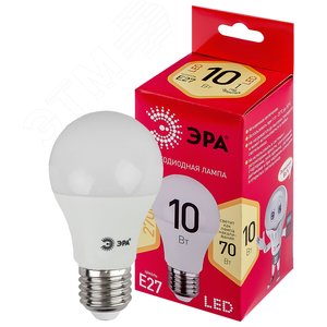 Лампа светодиодная 10 Вт груша теплый белый свет RED LINE LED A60-10W-827-E27 R E27 / Е27 ЭРА