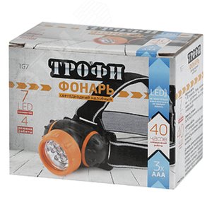 Фонарь налобный светодиодный 1,5Вт 50Лм IP40 SMD 4 режима на батарейках 3xAAA (в комплект не входят) TG7 оранжево-черный - фото 2