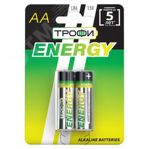 Батарейка Трофи LR6-2BL ENERGY Alkaline (20/360/8640)