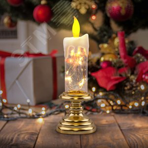 Светильник декоративный новогодний Свеча, теплый белый, 10 LED, h 20 см, 2*ААА, IP20