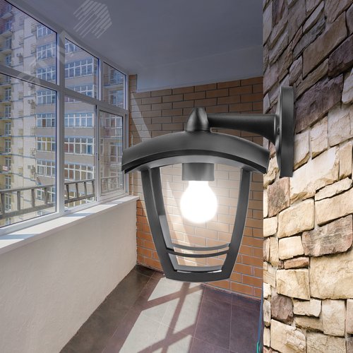 Светильник садово-парковый НБУ 07-40-002 Дели 2 черный 4 гранный настенный IP44 Е27 max 60 Вт - фото 6