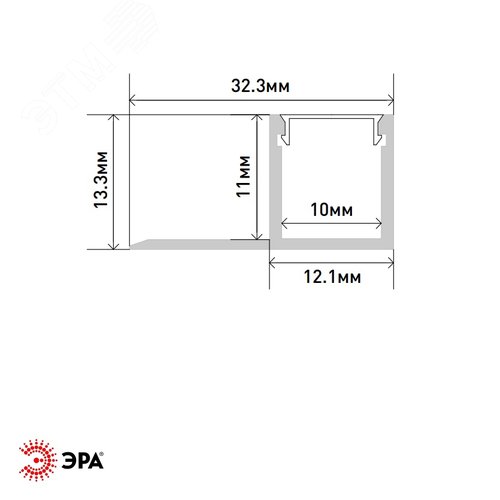 Комплект с анодированным профилем под плитку и гипсокартон толщиной до 9 мм 3213 32х13мм 2,5м - фото 2
