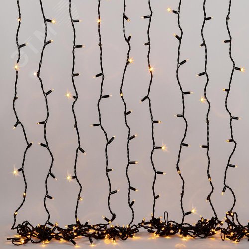 Гирлянда 600LED Занавес 3 м x 2 м, желтый свет, черный каучук, 220 В, IP65 ERAPS-Z - фото 5