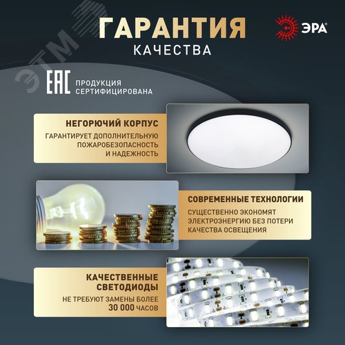 Светильник светодиодный потолочный ДПБ 36Вт 2250Лм 5000К Классик без ДУ SPB-6 Slim Base BK 36W -5K - фото 9