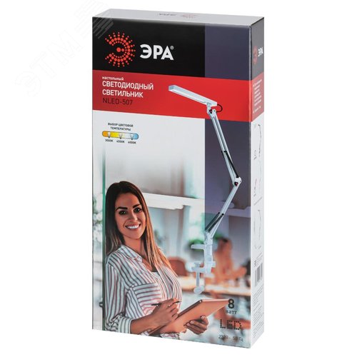 Светильник настольный ДНБ 8W NLED-507-8W-W светодиодный на струбцине белый - фото 5