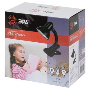 Светильник настольный на прищепке черный матовый N-102-E27-40W-BK - фото 2