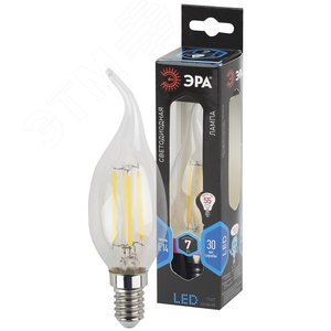 Лампа светодиодная F-LED BXS-7W-840-E14 (филамент, свеча на ветру, 7Вт, нейтр, E14) (10/100/2800)