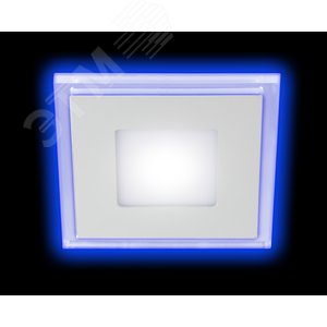 Светильник светодиодный квадратный c cиней подсветкой LED 6W 220V 4000K LED 4-6 BL ЭРА Б0017495 ЭРА - 3