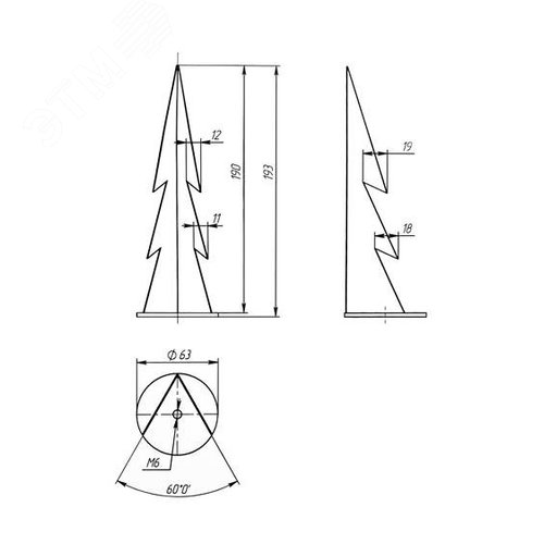 Держатель грунтовый ДГ-02 для прожекторов и ландшафтных светильников черный для крепления в грунт - фото 6
