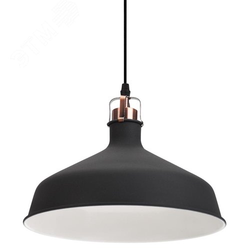 Светильник подвесной декоративный PL2 BK/RC E27 max 60W, d300 мм, шагрень черный/медь - фото 5