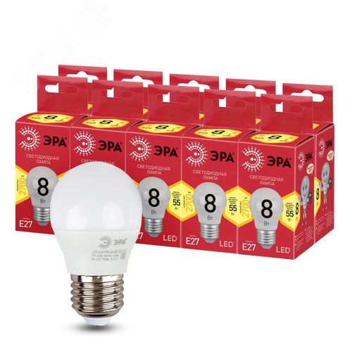 Лампа светодиодная LED 8 Вт 640Лм 2700К шар теплый E27 220-240В LED P45-8W-827-E27 Red Line - фото 8