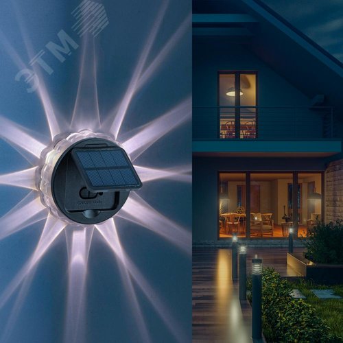 Светильник уличный ERAFS012-08 на солнечной батарее настенный Звезда 1 LED 7х7х2 см - фото 3