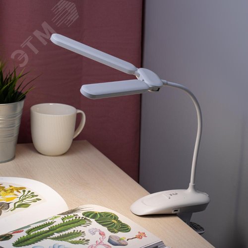 Светильник настольный NLED-512-6W-W светодиодный аккумуляторный на прищепке белый - фото 8