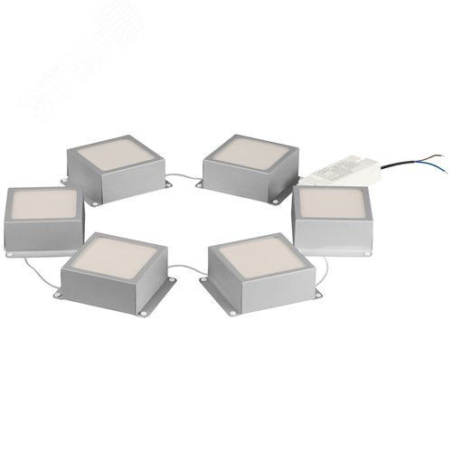 Светильник светодиодный ДВО-36Вт 3420Лм 5000К 89х89мм ГРИЛЬЯТО 100х100 домино металлик 6 кубиков драйвер SPO-646-3-5K-S6 - фото 1