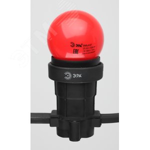 Лампа светодиодная декоративная LED 1 Вт 10Лм 3000К шар красный, белт-лайт E27 220-240В ERARL45-E27 - фото 3