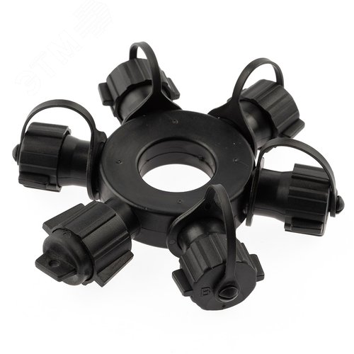 Разветвитель ERAPS-OR для гирлянд IP65 круговой 6 гнезд черный - фото 3