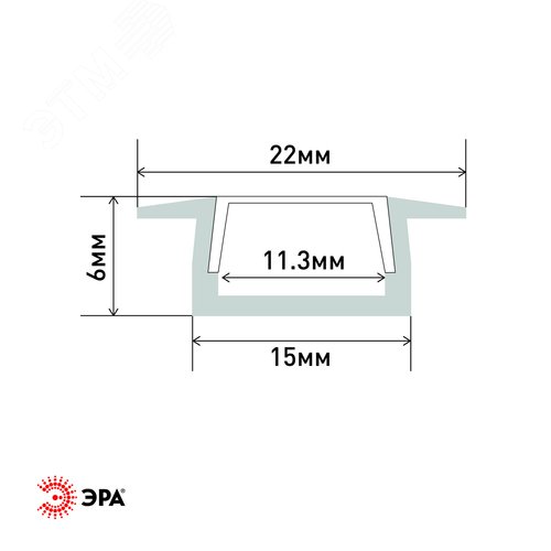 Комплект с врезным анодированным профилем с фланцем CAB251 21х6мм, 2 м (5/80/2400) - фото 3