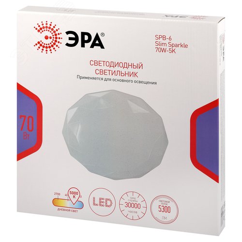 Светильник светодиодный потолочный ДПБ-70Вт 5000К Классик без ДУ SPB-6 WH 70W Slim Sparkle - фото 18