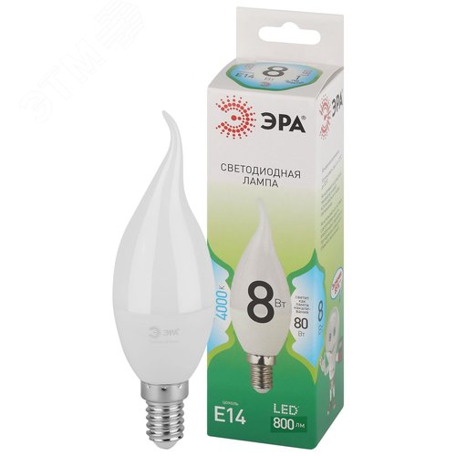 Лампа светодиодная LED 8Вт E14 яркий белый свет свеча на ветру BXS-8W-840-E14 GREEN LINE - фото 2