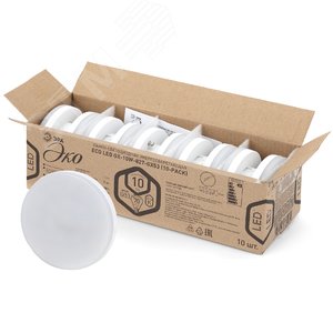 Изображение товара Лампа светодиодная LED 10 Вт 800Лм 2700К таблетка (GX53) теплый GX53 220-240В ECO LED GX-10W-827-GX53 (10-PACK) Red Line (шт)