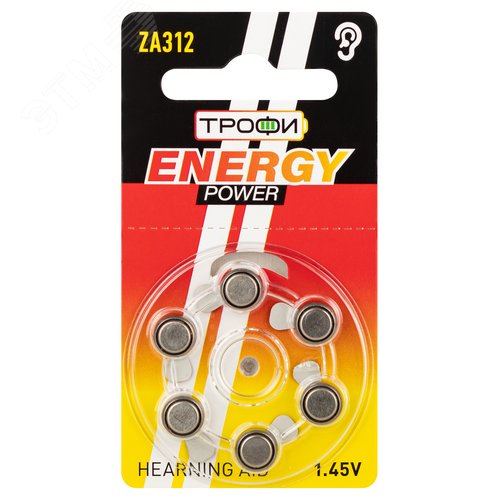 Изображение товара Элемент питания ZA312-6BL ENERGY POWER Hearing Aid Трофи (шт)