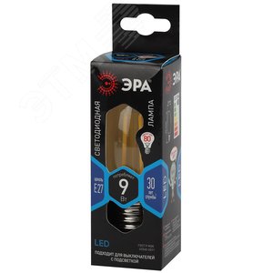 Лампа светодиодная декоративная LED 9 Вт 1170Лм 4000К свеча, филамент нейтральный E27 230В F-LED B35-9w-840-E27 - фото 2