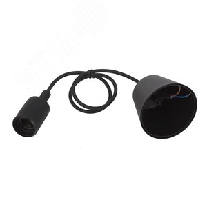 Патрон пластиковый Е27 с подвесом черный (60/720) - фото 1