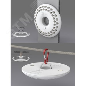 Фонарик светильник подвесной на батарейках 3хAA, подвес, карабин, магнитный в палатку, 48 LED KB-601 НЛО-48 - фото 7