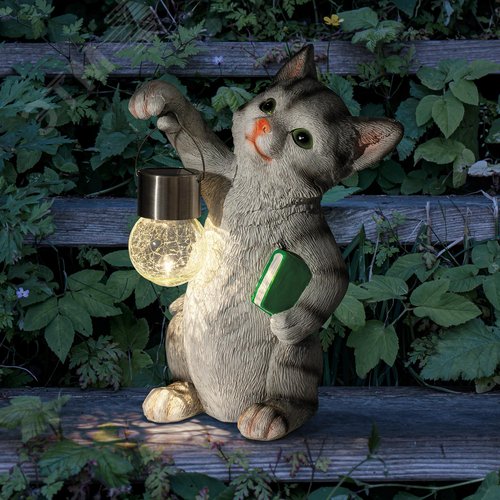 Светильник уличный ERASF22-10 на солнечной батарее садовый Умный кот 28 см - фото 4