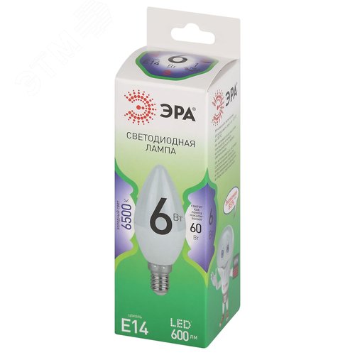 Лампа светодиодная LED 6 Вт 600Лм 6500К свеча холодный E14 220-240В LED B35-6W-865-E14 Green Line - фото 3