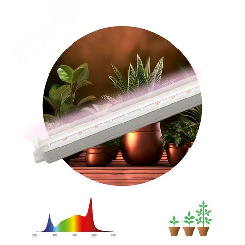 Светильник для растений фитолампа светодиодная линейная FITO-24W-Ra90 полного спектра 24 Вт - фото 2