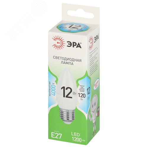 Лампа светодиодная LED 12 Вт 1200Лм 4000К свеча нейтральный E27 220-240В LED B35-12W-840-E27 Green Line - фото 3