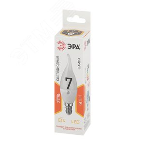 Лампа светодиодная LED 7 Вт 560Лм 2700К свеча на ветру теплый E14 170-265В LED BXS-7W-827-E14 Standart - фото 2