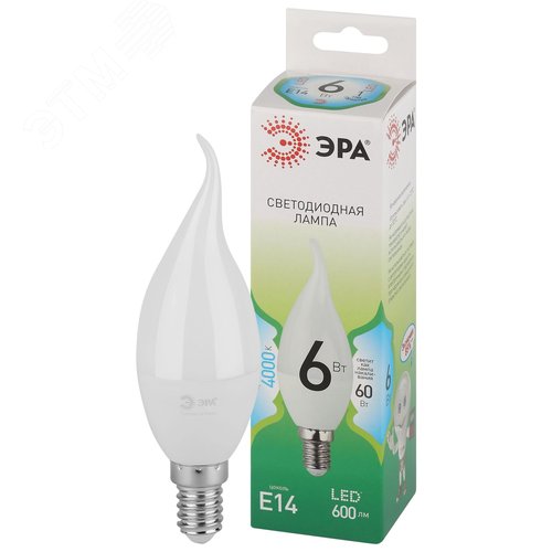 Лампа светодиодная LED 6Вт E14 яркий белый свет свеча на ветру BXS-6W-840-E14 GREEN LINE - фото 2